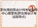 黔东南初级会计师考试指导中心哪里有(黔东南会计考试指导点)