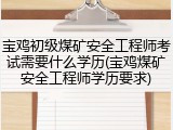宝鸡初级煤矿安全工程师考试需要什么学历(宝鸡煤矿安全工程师学历要求)