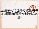 玉溪专利代理师考试指导中心哪里有(玉溪专利考试培训)