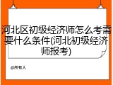 河北区初级经济师怎么考需要什么条件(河北初级经济师报考)