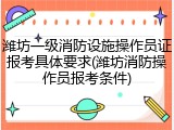 潍坊一级消防设施操作员证报考具体要求(潍坊消防操作员报考条件)