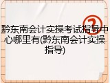 黔东南会计实操考试指导中心哪里有(黔东南会计实操指导)