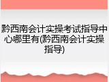 黔西南会计实操考试指导中心哪里有(黔西南会计实操指导)
