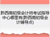 黔西南初级会计师考试指导中心哪里有(黔西南初级会计辅导点)