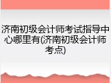济南初级会计师考试指导中心哪里有(济南初级会计师考点)