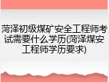 菏泽初级煤矿安全工程师考试需要什么学历(菏泽煤安工程师学历要求)