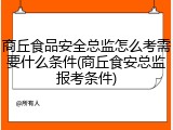 商丘食品安全总监怎么考需要什么条件(商丘食安总监报考条件)
