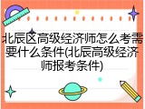 北辰区高级经济师怎么考需要什么条件(北辰高级经济师报考条件)