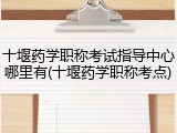 十堰药学职称考试指导中心哪里有(十堰药学职称考点)