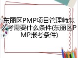 东丽区PMP项目管理师怎么考需要什么条件(东丽区PMP报考条件)