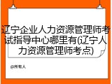 辽宁企业人力资源管理师考试指导中心哪里有(辽宁人力资源管理师考点)