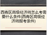 西青区高级经济师怎么考需要什么条件(西青区高级经济师报考条件)