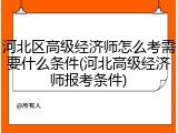 河北区高级经济师怎么考需要什么条件(河北高级经济师报考条件)