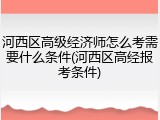 河西区高级经济师怎么考需要什么条件(河西区高经报考条件)