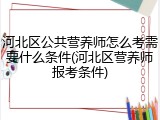 河北区公共营养师怎么考需要什么条件(河北区营养师报考条件)