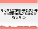 青岛家庭教育指导考试指导中心哪里有(青岛家庭教育指导考点)