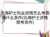 北海护士执业资格怎么考需要什么条件(北海护士资格报考条件)