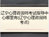 辽宁心理咨询师考试指导中心哪里有(辽宁心理咨询师考点)