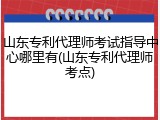 山东专利代理师考试指导中心哪里有(山东专利代理师考点)