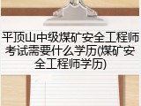 平顶山中级煤矿安全工程师考试需要什么学历(煤矿安全工程师学历)