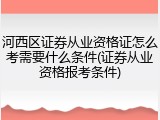 河西区证券从业资格证怎么考需要什么条件(证券从业资格报考条件)