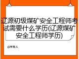 辽源初级煤矿安全工程师考试需要什么学历(辽源煤矿安全工程师学历)