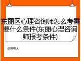 东丽区心理咨询师怎么考需要什么条件(东丽心理咨询师报考条件)