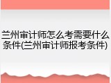 兰州审计师怎么考需要什么条件(兰州审计师报考条件)