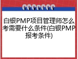 白银PMP项目管理师怎么考需要什么条件(白银PMP报考条件)