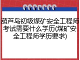 葫芦岛初级煤矿安全工程师考试需要什么学历(煤矿安全工程师学历要求)