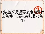 北辰区税务师怎么考需要什么条件(北辰税务师报考条件)