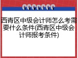 西青区中级会计师怎么考需要什么条件(西青区中级会计师报考条件)