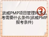武威PMP项目管理师怎么考需要什么条件(武威PMP报考条件)