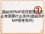 嘉峪关PMP项目管理师怎么考需要什么条件(嘉峪关PMP报考条件)
