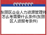 东丽区企业人力资源管理师怎么考需要什么条件(东丽区人资报考条件)