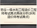 枣庄一级水利工程造价工程师考试难点具体分析(水利造价师考试难点)