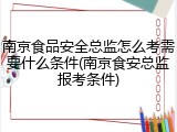 南京食品安全总监怎么考需要什么条件(南京食安总监报考条件)