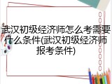 武汉初级经济师怎么考需要什么条件(武汉初级经济师报考条件)