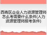 西青区企业人力资源管理师怎么考需要什么条件(人力资源管理师报考条件)