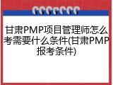 甘肃PMP项目管理师怎么考需要什么条件(甘肃PMP报考条件)