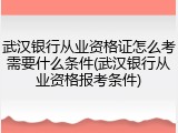 武汉银行从业资格证怎么考需要什么条件(武汉银行从业资格报考条件)
