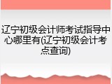 辽宁初级会计师考试指导中心哪里有(辽宁初级会计考点查询)