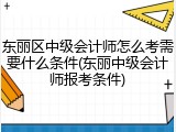 东丽区中级会计师怎么考需要什么条件(东丽中级会计师报考条件)