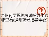 泸州药学职称考试指导中心哪里有(泸州药考指导中心)