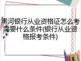 黑河银行从业资格证怎么考需要什么条件(银行从业资格报考条件)