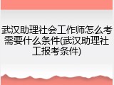 武汉助理社会工作师怎么考需要什么条件(武汉助理社工报考条件)
