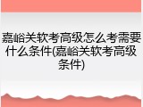 嘉峪关软考高级怎么考需要什么条件(嘉峪关软考高级条件)