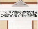 白银护师职称考试时间地点及费用(白银护师考情费用)