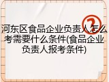 河东区食品企业负责人怎么考需要什么条件(食品企业负责人报考条件)