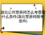 湖北公共营养师怎么考需要什么条件(湖北营养师报考条件)